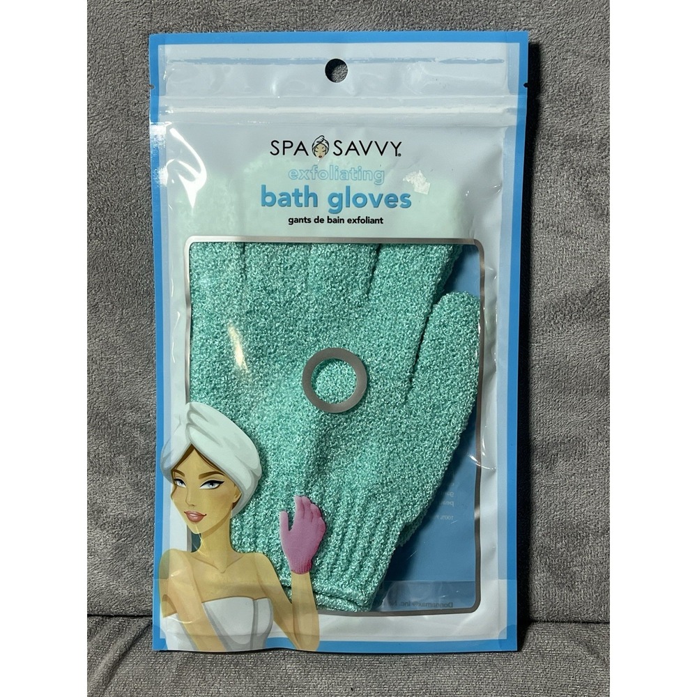 Spa Savvy Exfoliating‎ Bath Gloves Green Polyester Bath Glove. Includes 2 gloves